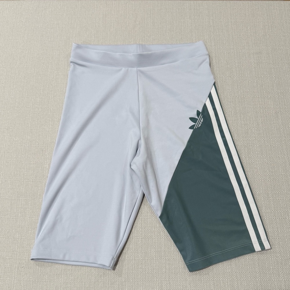 Adidas Light Blue & Dark Green Biker Shorts